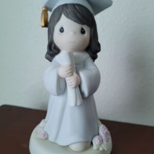 Precious Moments Graduate Figurine - Gray and Gold with Pink Accents